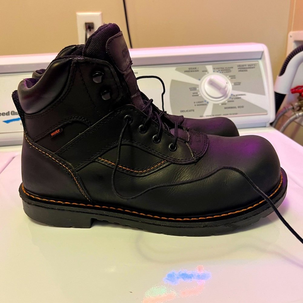 Mens size 12 Black Steel Toe Work Biker Riding Boots leather by Worx